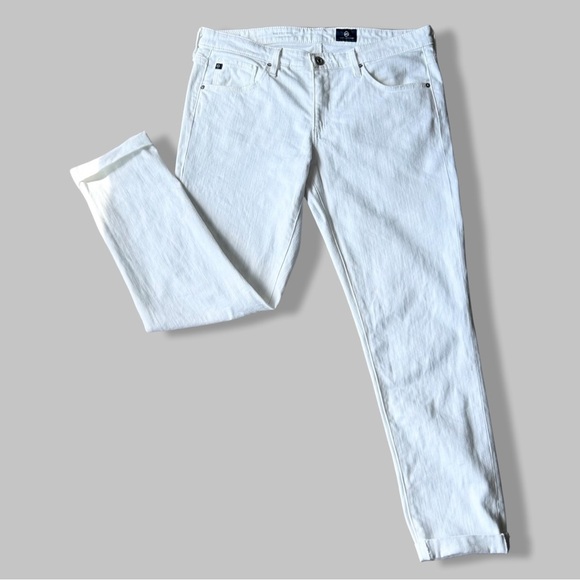 AG Adriano Goldschmied The Stilt Roll-Up  Cigarette Roll Up Jeans in White - Picture 4 of 16